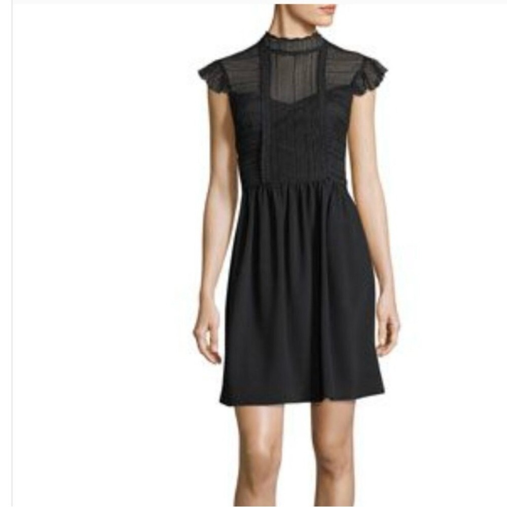 Trina Turk Dress Womens Size 14 Black Lace High Neck LBD Cocktail Party NWT